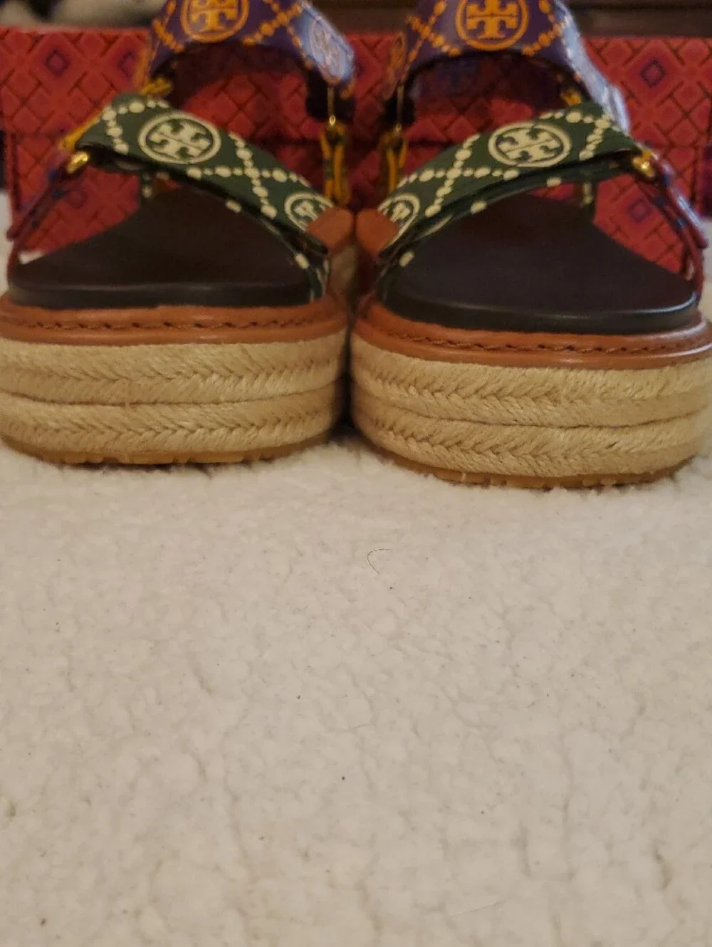 NWB Tory Burch T Monogram Rope Sport Sandal-SZ 8.5-Discontinued-in Bourbon/Coco